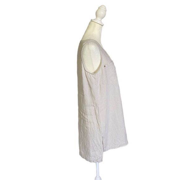 Ellen Tracy Linen Tan & Cream Pin Stripe Sleeveless Top w/ Gold Hardware Medium - Picture 2 of 12